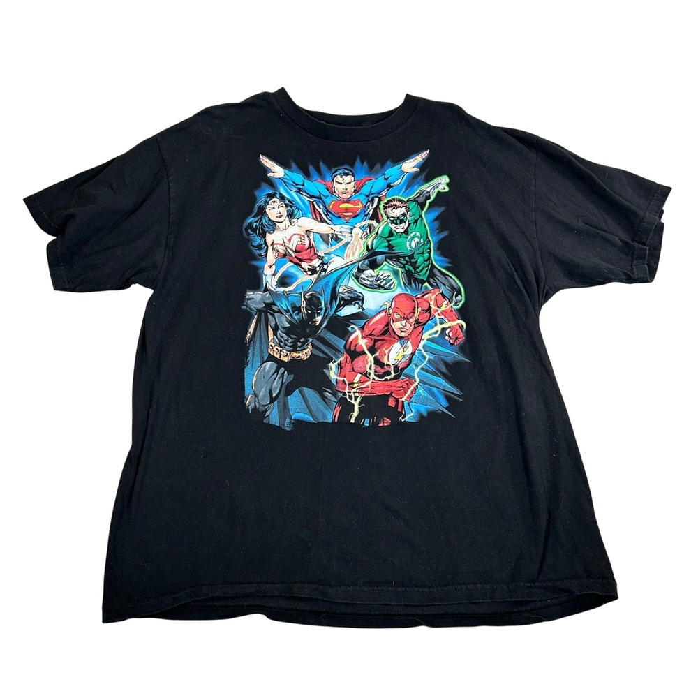 Justice League DC Comics‎ Mens Graphic T-Shirt Black Superman Batman Flash XL